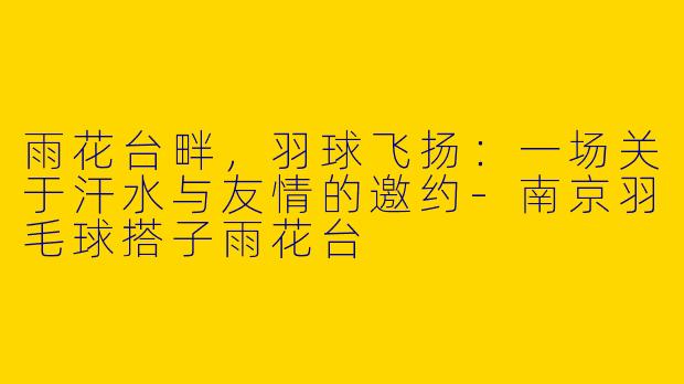 雨花台畔,羽球飞扬:一场关于汗水与友情的邀约-南京羽毛球搭子雨花台