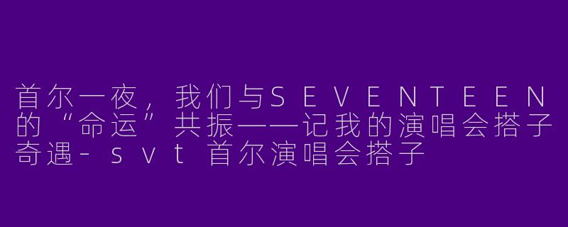 首尔一夜，我们与SEVENTEEN的“命运”共振——记我的演唱会搭子奇遇-svt首尔演唱会搭子