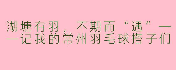 湖塘有羽,不期而“遇”——记我的常州羽毛球搭子们