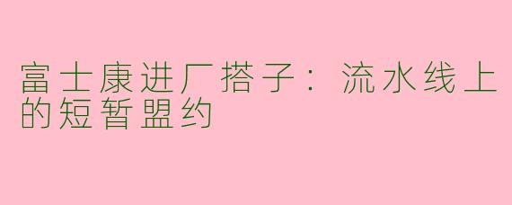 富士康进厂搭子：流水线上的短暂盟约