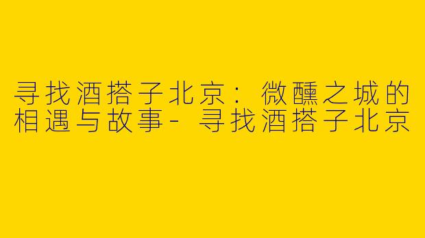 寻找酒搭子北京：微醺之城的相遇与故事