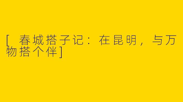 [春城搭子记：在昆明，与万物搭个伴]