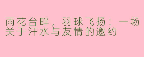 雨花台畔，羽球飞扬：一场关于汗水与友情的邀约