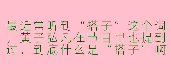 最近常听到“搭子”这个词，黄子弘凡在节目里也提到过，到底什么是“搭子”啊？