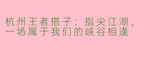 杭州王者搭子：指尖江湖，一场属于我们的峡谷相逢