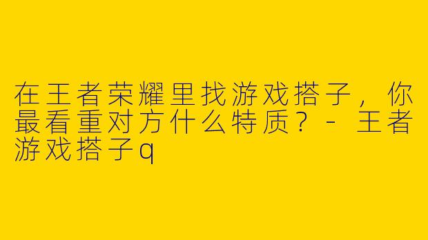 在王者荣耀里找游戏搭子，你最看重对方什么特质？