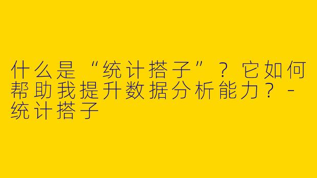 什么是“统计搭子”？它如何帮助我提升数据分析能力？