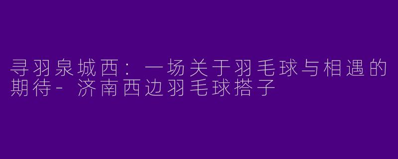 寻羽泉城西：一场关于羽毛球与相遇的期待-济南西边羽毛球搭子