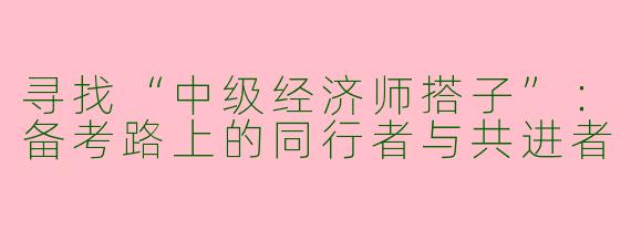 寻找“中级经济师搭子”：备考路上的同行者与共进者