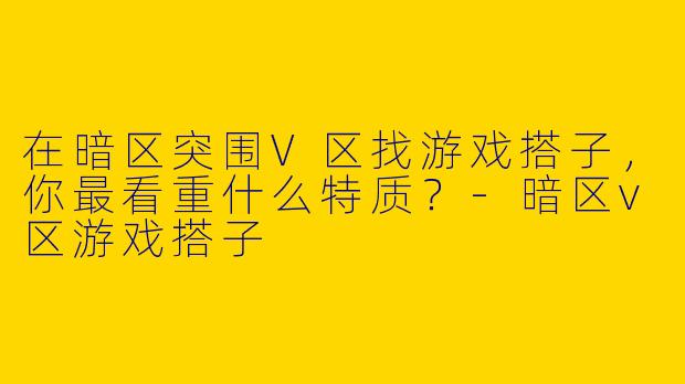 在暗区突围V区找游戏搭子，你最看重什么特质？-暗区v区游戏搭子