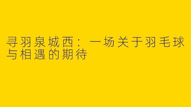 寻羽泉城西：一场关于羽毛球与相遇的期待