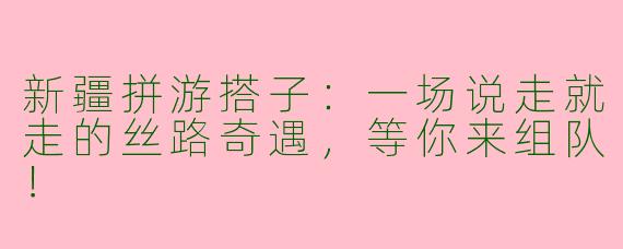 新疆拼游搭子：一场说走就走的丝路奇遇，等你来组队！