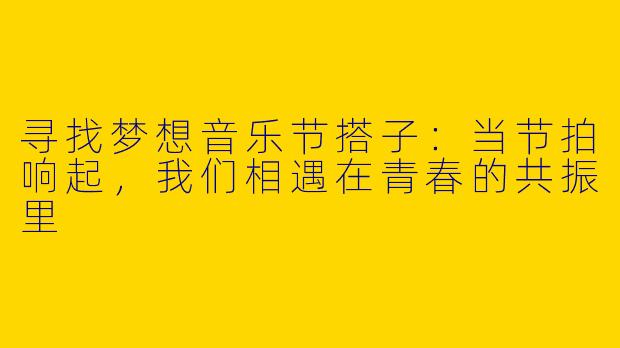 寻找梦想音乐节搭子:当节拍响起,我们相遇在青春的共振里