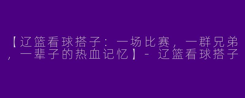 【辽篮看球搭子：一场比赛，一群兄弟，一辈子的热血记忆】-辽篮看球搭子
