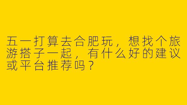 五一打算去合肥玩，想找个旅游搭子一起，有什么好的建议或平台推荐吗？