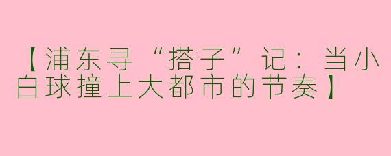 【浦东寻“搭子”记：当小白球撞上大都市的节奏】