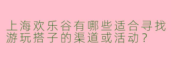 上海欢乐谷有哪些适合寻找游玩搭子的渠道或活动？