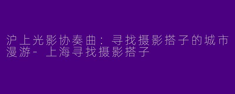 沪上光影协奏曲:寻找摄影搭子的城市漫游-上海寻找摄影搭子