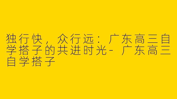独行快，众行远：广东高三自学搭子的共进时光