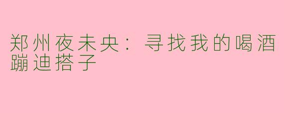郑州夜未央：寻找我的喝酒蹦迪搭子