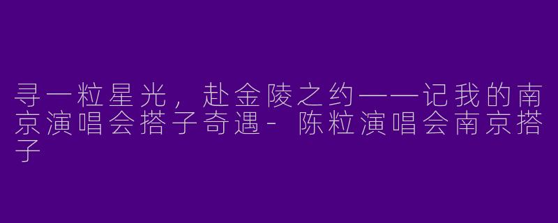 寻一粒星光，赴金陵之约——记我的南京演唱会搭子奇遇-陈粒演唱会南京搭子