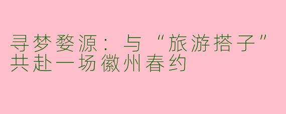 寻梦婺源：与“旅游搭子”共赴一场徽州春约