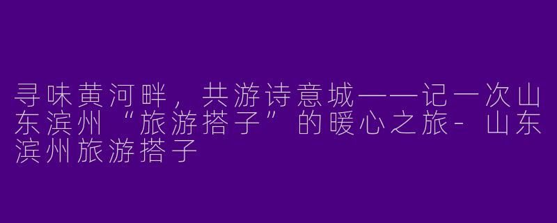 寻味黄河畔，共游诗意城——记一次山东滨州“旅游搭子”的暖心之旅