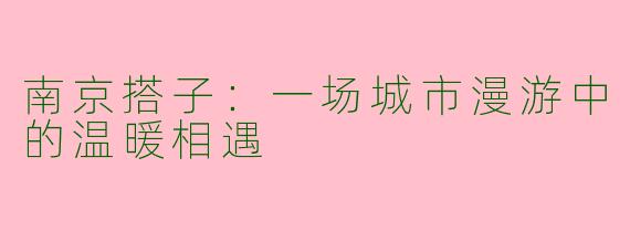 南京搭子:一场城市漫游中的温暖相遇