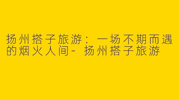 扬州搭子旅游：一场不期而遇的烟火人间-扬州搭子旅游