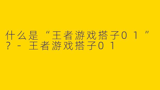 什么是“王者游戏搭子01”？