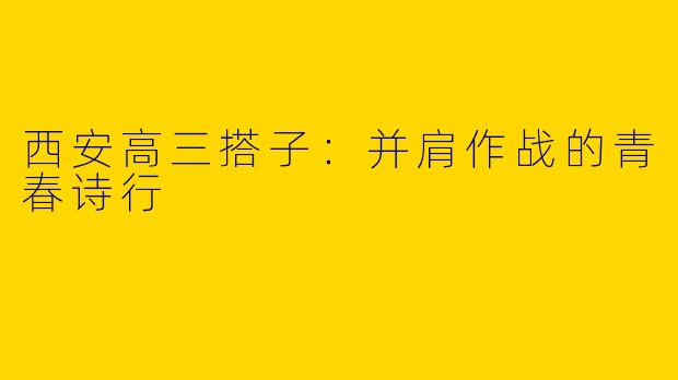 西安高三搭子：并肩作战的青春诗行