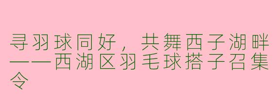 寻羽球同好，共舞西子湖畔——西湖区羽毛球搭子召集令