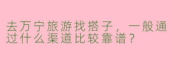 去万宁旅游找搭子，一般通过什么渠道比较靠谱？