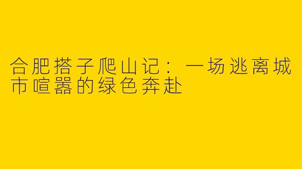 合肥搭子爬山记:一场逃离城市喧嚣的绿色奔赴