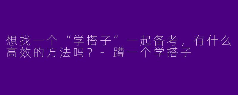 想找一个“学搭子”一起备考，有什么高效的方法吗？