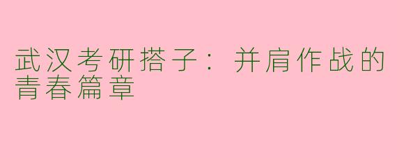 武汉考研搭子：并肩作战的青春篇章