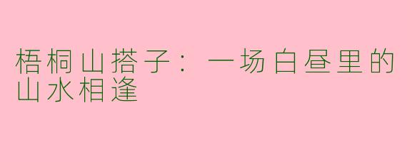 梧桐山搭子：一场白昼里的山水相逢