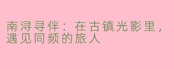 南浔寻伴：在古镇光影里，遇见同频的旅人
