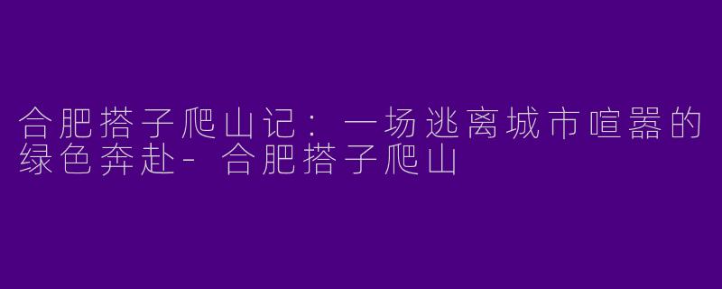 合肥搭子爬山记:一场逃离城市喧嚣的绿色奔赴-合肥搭子爬山