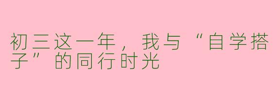 初三这一年，我与“自学搭子”的同行时光