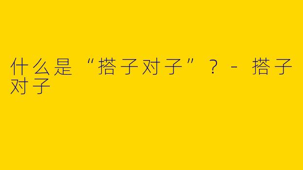 什么是“搭子对子”？