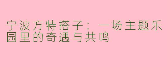 宁波方特搭子：一场主题乐园里的奇遇与共鸣