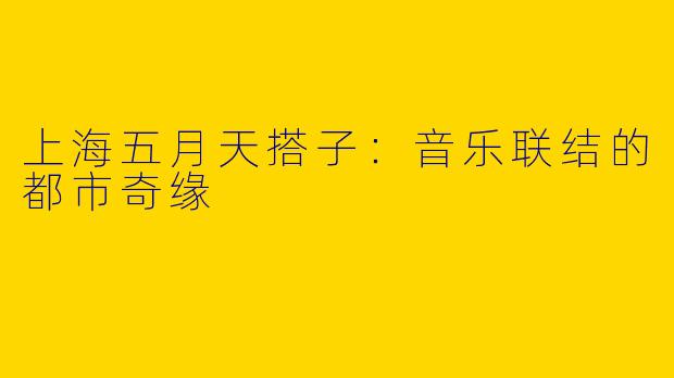 上海五月天搭子：音乐联结的都市奇缘
