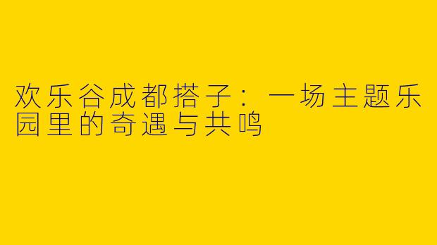 欢乐谷成都搭子：一场主题乐园里的奇遇与共鸣