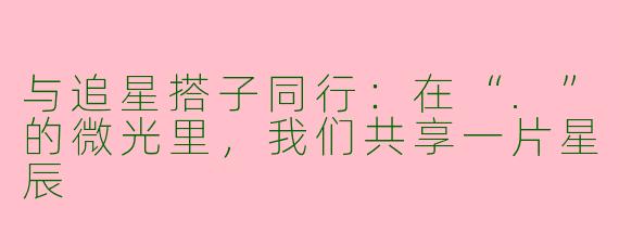 与追星搭子同行:在“.”的微光里,我们共享一片星辰