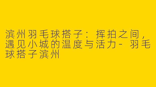 滨州羽毛球搭子：挥拍之间，遇见小城的温度与活力-羽毛球搭子滨州
