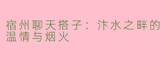宿州聊天搭子：汴水之畔的温情与烟火