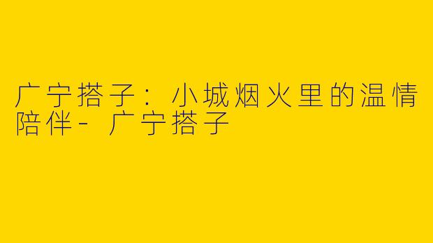 广宁搭子：小城烟火里的温情陪伴-广宁搭子
