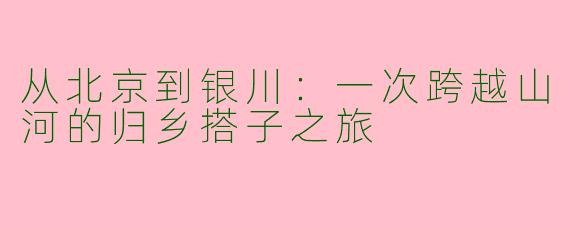 从北京到银川:一次跨越山河的归乡搭子之旅