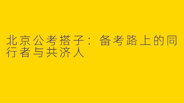 北京公考搭子：备考路上的同行者与共济人